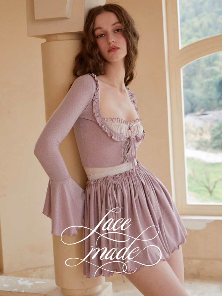 LACEMADE 첫사랑 댄스 스튜디오 발레 니트 셔츠 스커트 서스펜더 스커트 정장 바디 슈트 댄스 스커트