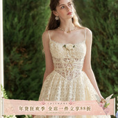 LaceMade 鱼骨连衣裙夏女 千金小白裙重工吊带长款 茉莉捕梦网 法式