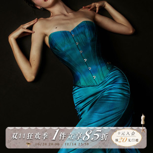 LaceMade 戏服复刻贝母色鱼骨胸衣缎面鱼尾半裙套 圣阿格尼丝之夜