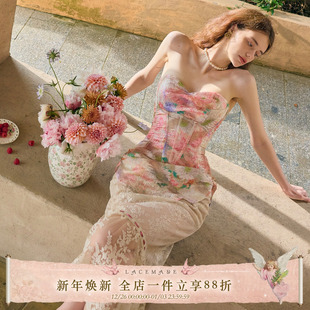 甜美浪漫油画感蕾丝鱼骨胸衣半裙套装 法式 夏女 提香花镜 LaceMade