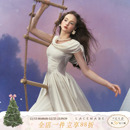 LaceMade 爱的迫降 法式宫廷设计感三色荡领连衣裙高级感小白裙夏