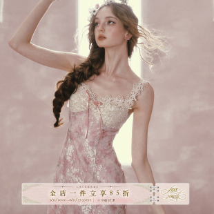 LaceMade 花蔓仙履 法式洛可可风蕾丝碎花度假连衣裙收腰鱼尾裙夏