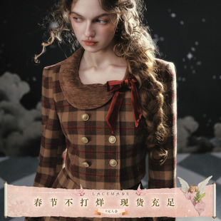 LaceMade 幻梦马戏团 法式英伦学院风美拉德格子毛呢外套半裙套装