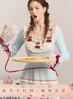 LaceMade 莓莓小蛋糕 甜美可爱重工毛针织连衣裙法式小个子针织裙