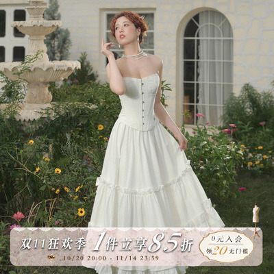 蕾诗莓荃棉2025年夏季鱼骨连衣裙