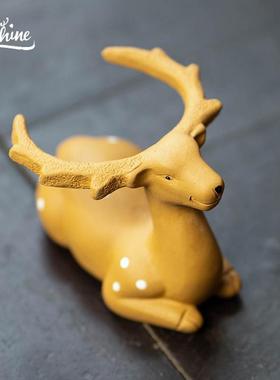 宜兴紫砂茶宠梅花鹿茶滤架小摆件