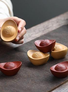 宜兴紫砂茶宠元宝摆件黄金段手工