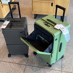 出口日本多功能行李箱女前开口杯架充电旅行箱大容量拉杆箱密码箱