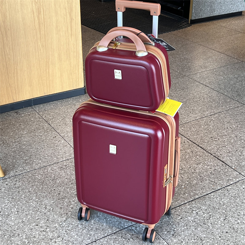 出口日本高档带扩展大容量红色结婚陪嫁旅行箱超静音万向轮行李箱