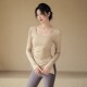 运动带固定杯瑜伽服女普拉提训练带胸垫运动上衣胖mm修身 健身长袖