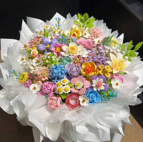 积木花束拼装一整套手工DIY材料包生日礼物送女生情人节送男朋友