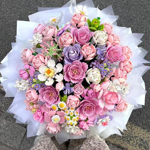 积木花束拼装一整套手工DIY材料包生日礼物送女生情人节送男朋友