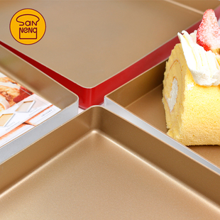 三能不沾烤盘28*28家用古早瑞士蛋糕卷烤盘模具SN1314马卡龙金盘