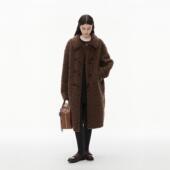 风衣外套开衫 INRM 高级感加绒长款 冬季 女 羊羔毛拼皮牛角扣风衣