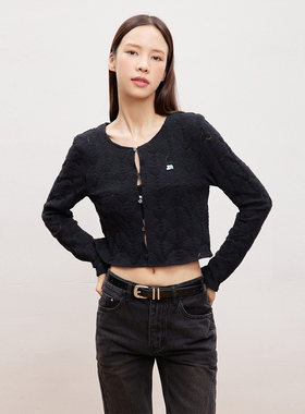 INRM 修身短款爱心镂空针织小衫甜酷风设计感短外套