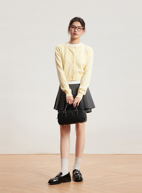 INRM 羊毛针织开衫外套刺绣logo秋冬新品修身显瘦上衣女