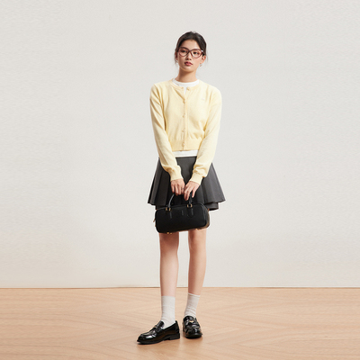 INRM 羊毛针织开衫外套刺绣logo秋冬新品修身显瘦上衣女