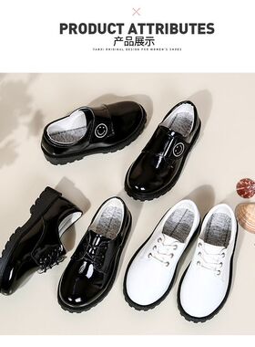 女童大合唱表演鞋男童黑白色皮鞋中大童英伦风舞蹈鞋西装礼服鞋子
