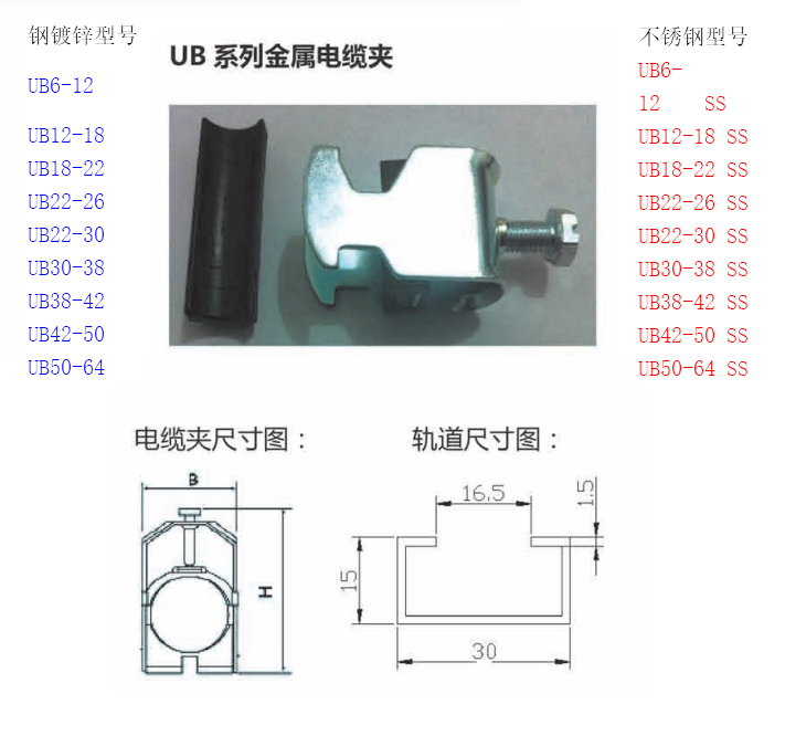 KINGTAI金属电缆夹UB22-26 直径 C型导轨电缆固定夹 电缆固定线夹