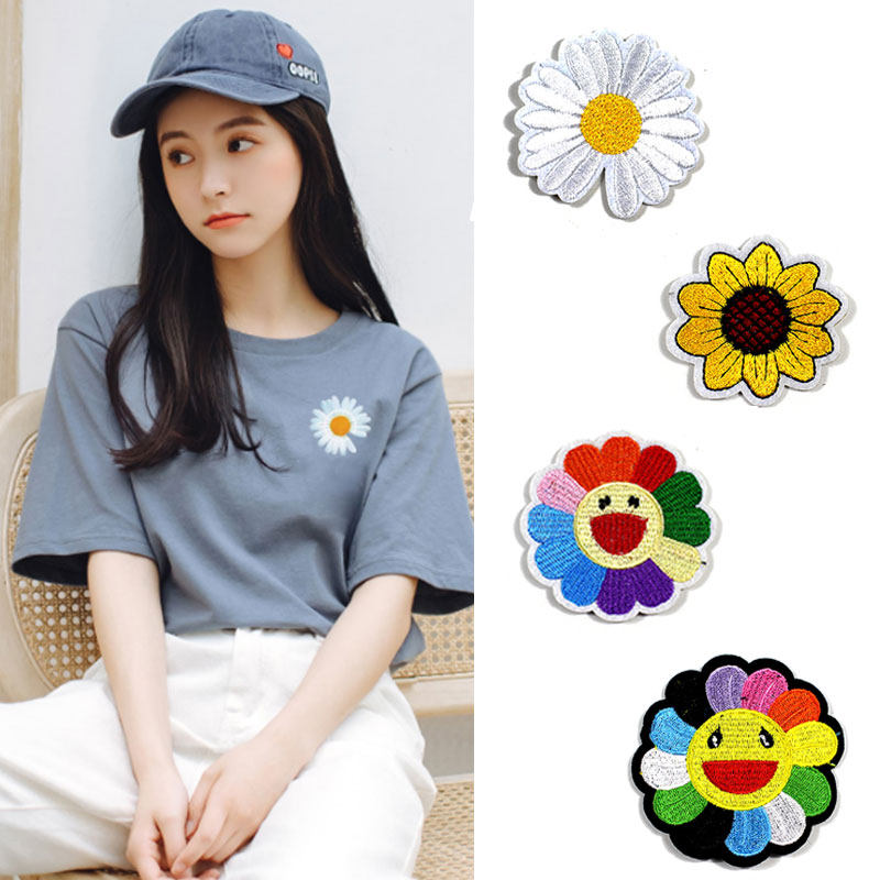 绣花布贴补丁贴小号邹菊徽章补衣服的图案花贴花补丁刺绣修补破洞