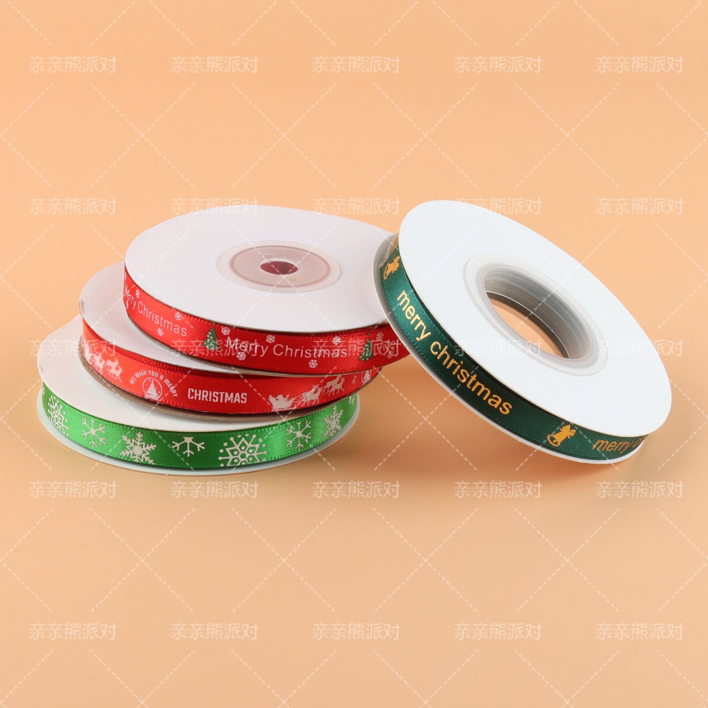 创意节日红绿色甜品蛋糕装饰彩带圣诞MerryChristmas氛围包装带