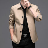 爸爸装 男士 风夹克老年休闲中年拉链翻领修身 长袖 风衣外套春秋季