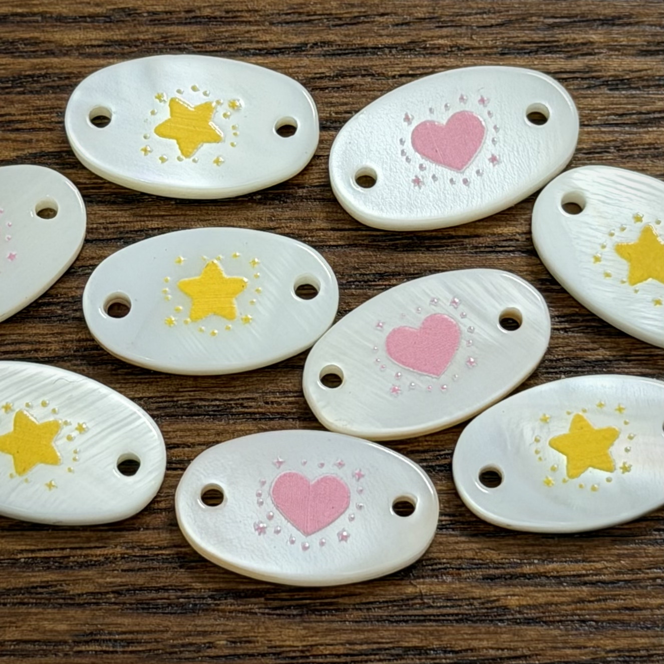粉色爱心星星贝壳椭圆标牌扣子diy手链项链装饰品衬衫针织衫纽扣