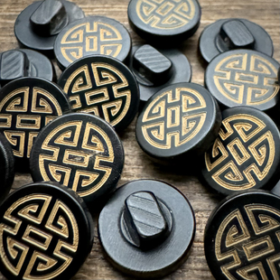 复古做旧激光焦黄色真牛角扣子中式国风旗袍汉服中式外套唐装纽扣