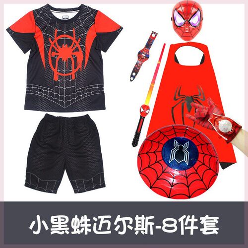 超凡蜘蛛侠衣服夏季速干t恤男孩超人表演服漫威儿童短袖短裤套装