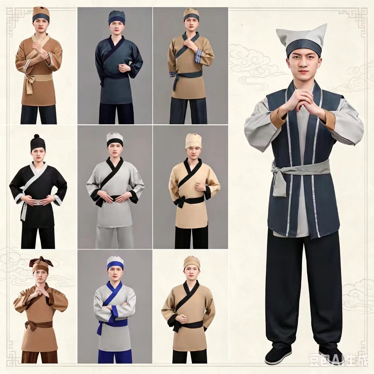 农夫家丁仆人书童茶艺馆工作服装