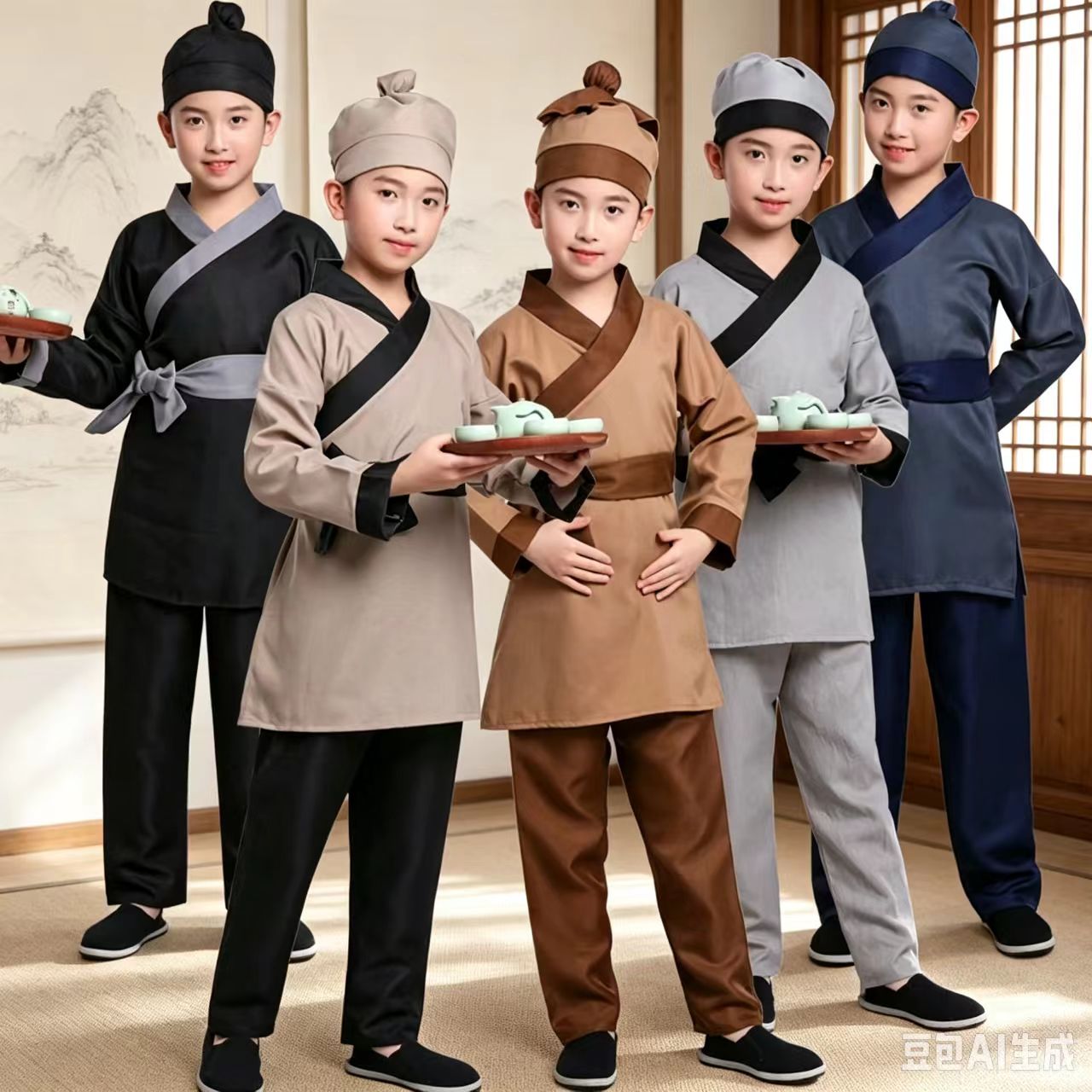 儿童古装武松打虎演出服课本剧