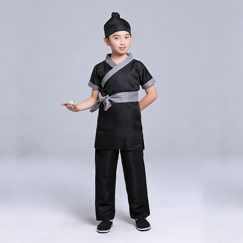 3qbb儿童演出服男女短袖古装小二