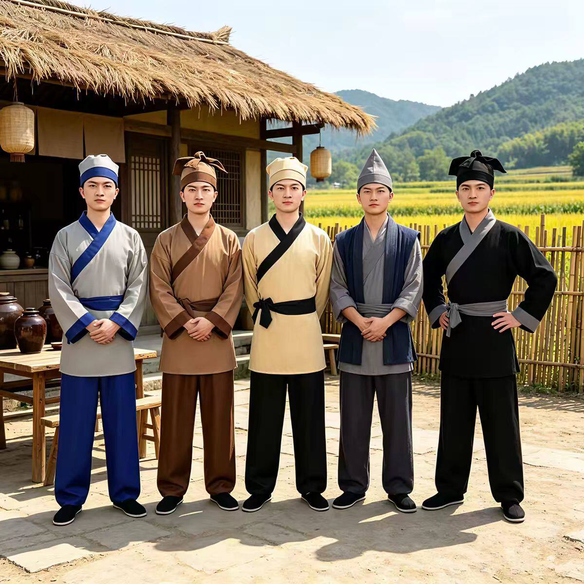 古代男装汉服古代农民百姓服店小二杂役服舞台表演服装四季通用