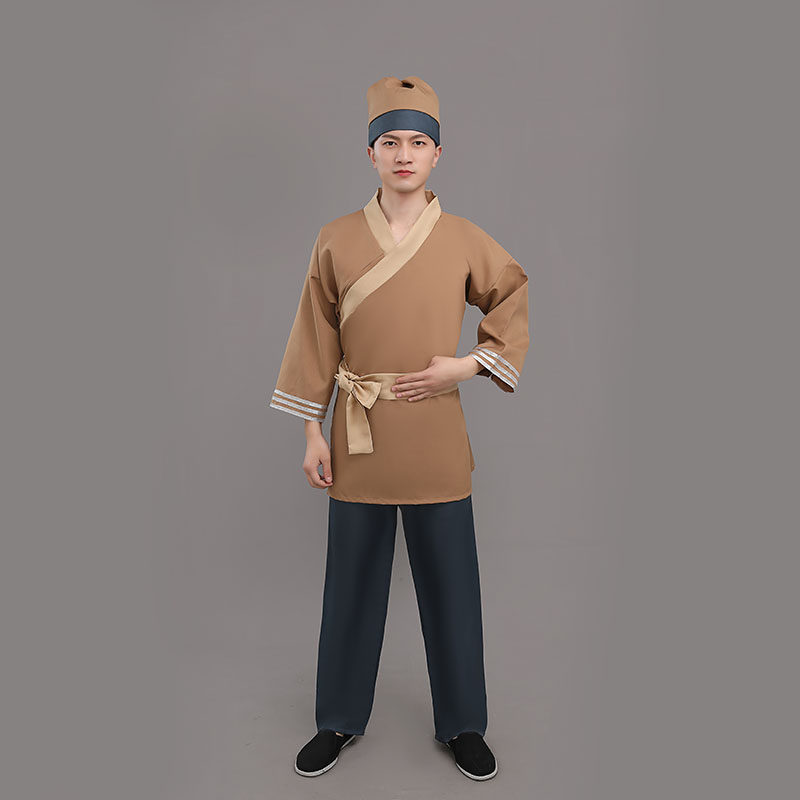 成人古装汉服套装店小二村民衣服男女演出服装古代老百姓表演服