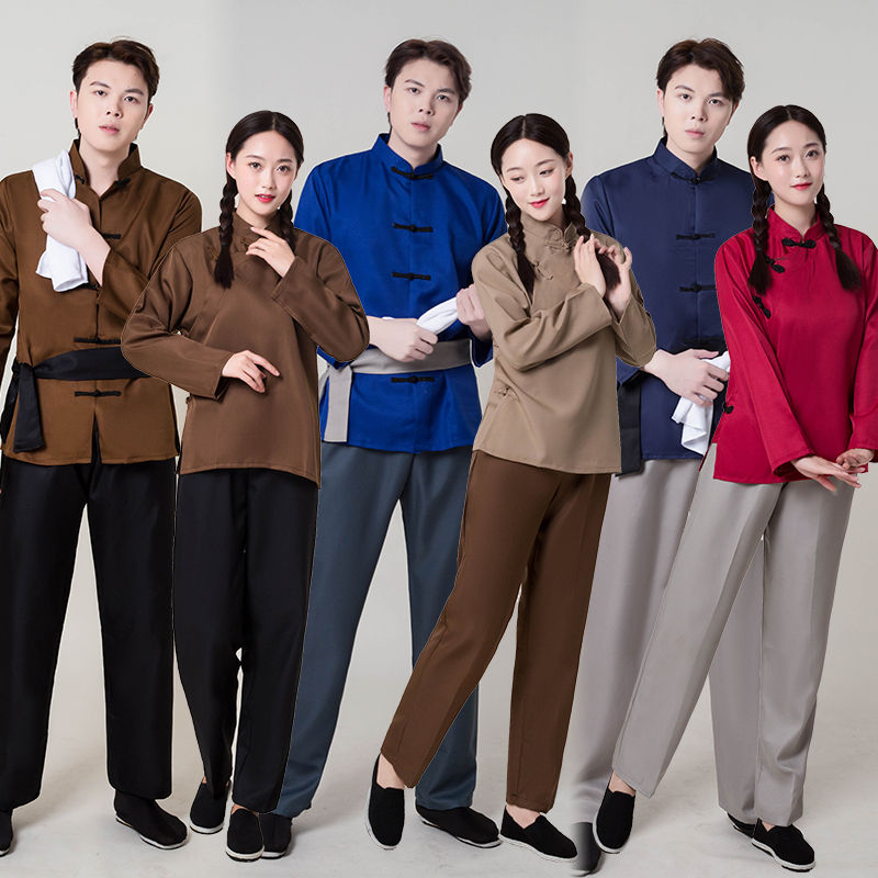 新款民国风演出服装男女复古立领