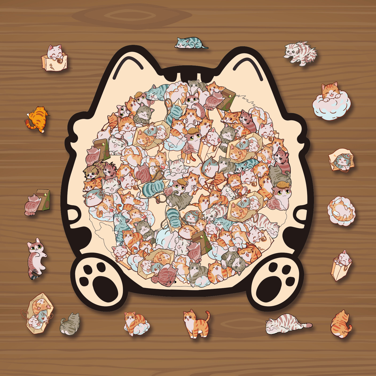 可爱猫咪卡通DIY拼装高清拼图