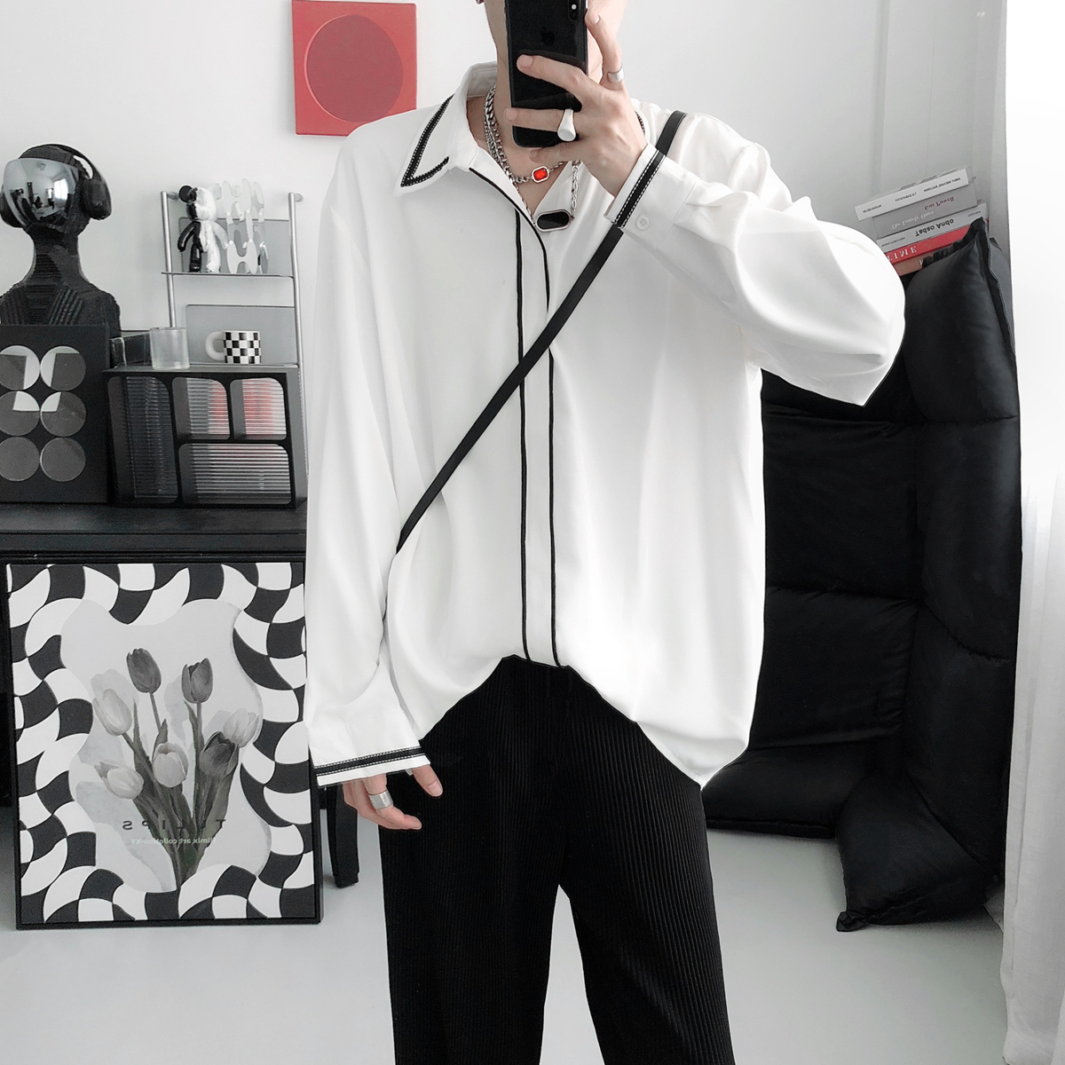 复得先生套头长袖高级感无扣衬衫