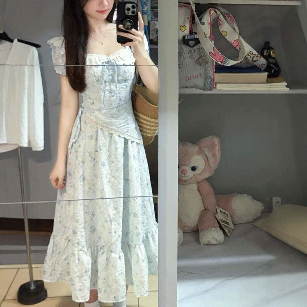 甜美风减龄洋气约会初连衣裙女5130##新2025裙夏穿搭款长裙简单大
