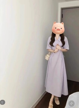 胖MM百码连大2025夏季浅紫色学院风衣裙女搭洋VGX气衬衫长裙子仙