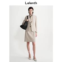Lelenth连 知性灰卡其职LA06_542业西套装女显无袖衣裙两瘦件装套