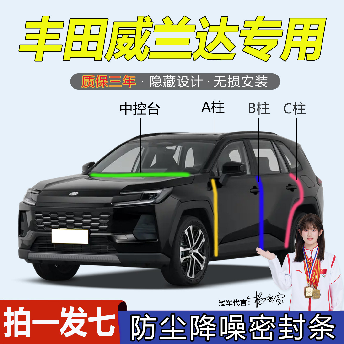 丰田威兰达全系汽车门隔音密封条