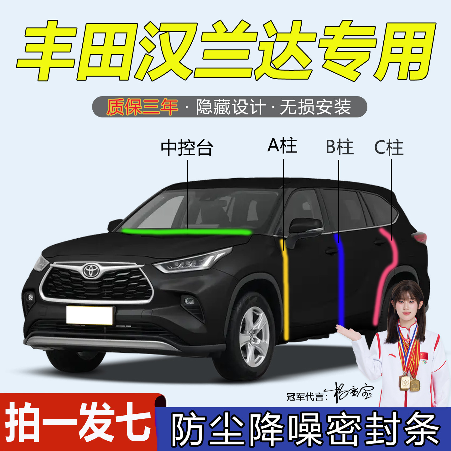 丰田汉兰达全系汽车门隔音密封条