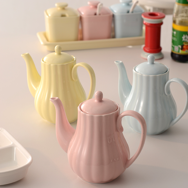 南瓜款陶瓷油壶套装，易清洗