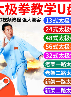 陈氏太极拳教程视频u盘陈式实用拳法24式32式太极剑新架老架优盘