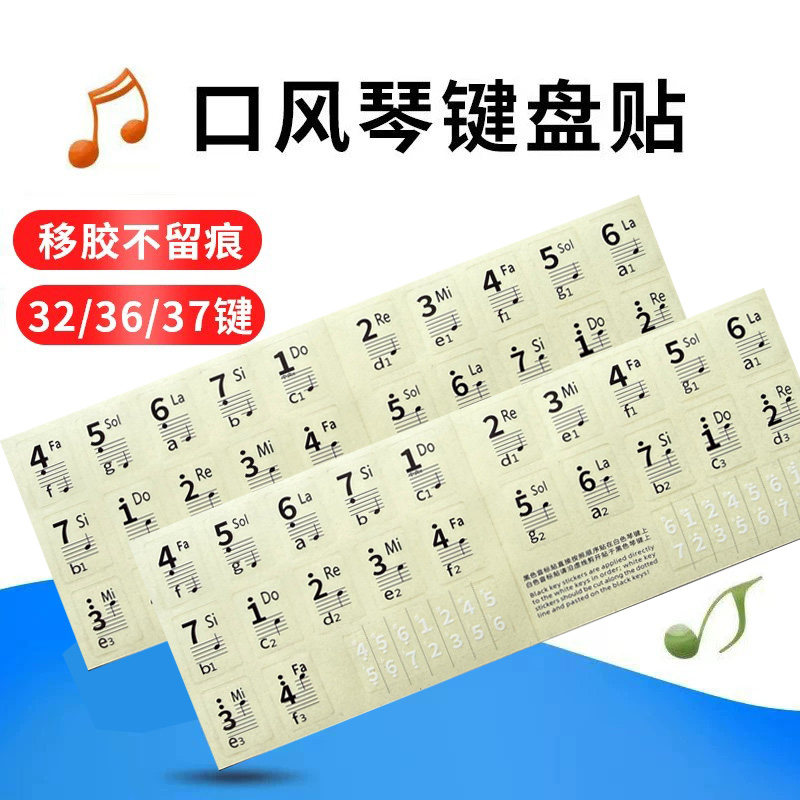 口风琴37键贴纸32键盘贴数字贴36键41键奇美天鹅嘉德瑞通用音标帖