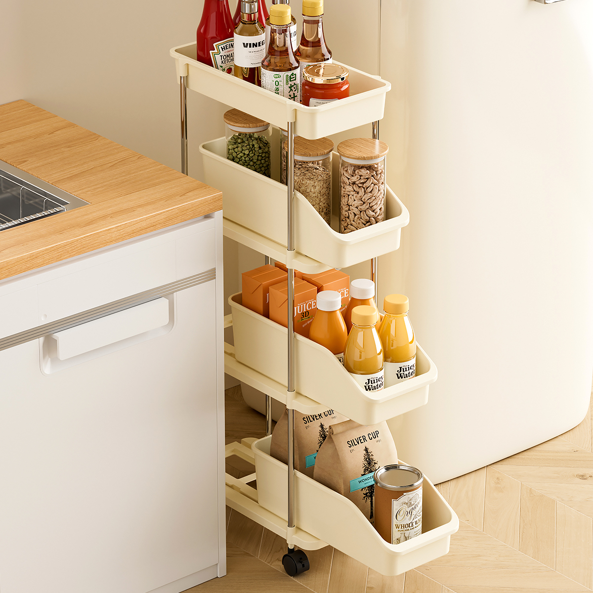 抽屉式推车窄夹缝置物架收纳柜