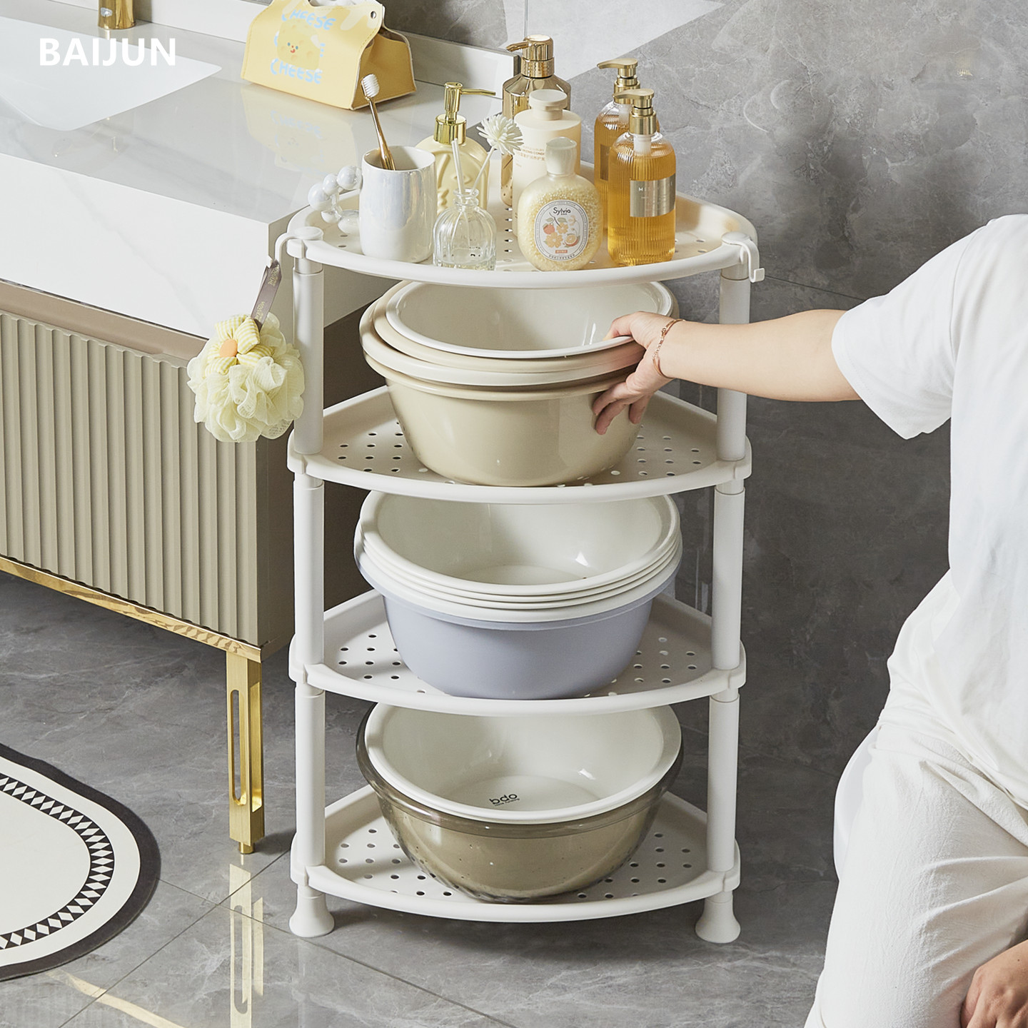 超厚稳品质三角脸盆架墙角水桶架