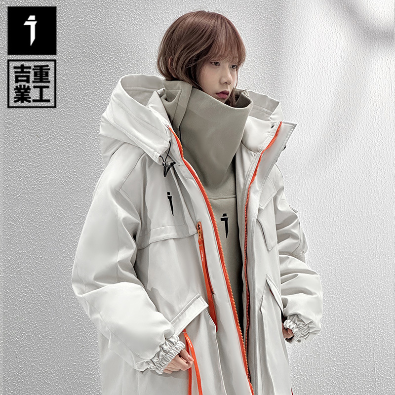 吉业重工2023冬季新款多口袋冲锋衣棉服男女宽松休闲加厚连帽棉衣