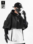 吉业重工夏潮流机能风披肩短袖 男女休闲嘻哈t恤赛博朋克半袖 福瑞