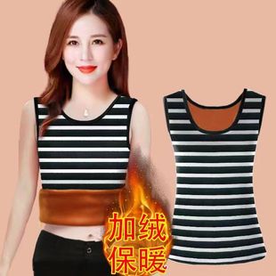 内搭上衣 妈妈无袖 保暖加绒背心女2025简约百搭马甲条纹时尚 打底衫